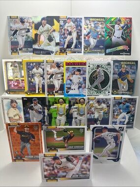 2 Jacob Misiorowski rookies + Turang/Contreras/Woodruff/Sproat Brewers lot of 21